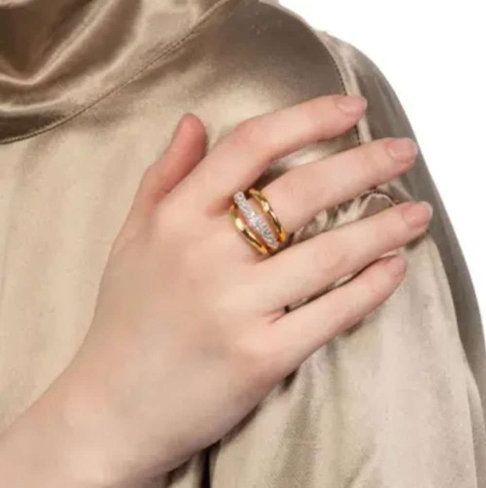 Alexis Bittar Solanales Crystal Orbiting Ring-gold Size 7 - Picture 3 of 7